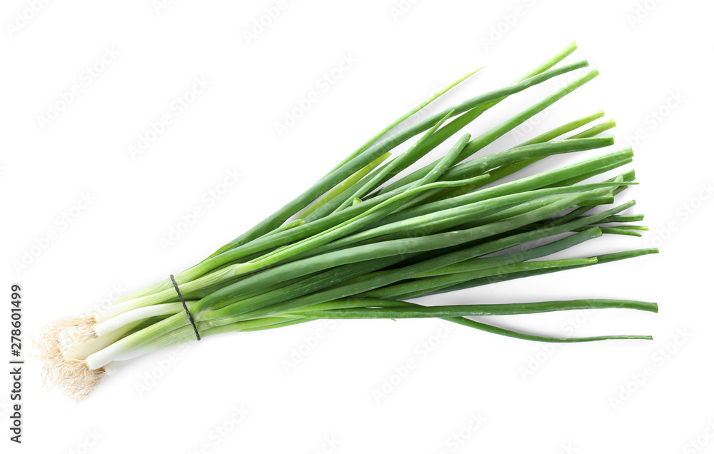 Bunch of fresh green onions on white background Bunch of fresh green onions on white background