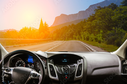 View through the windshield of cars on the highway