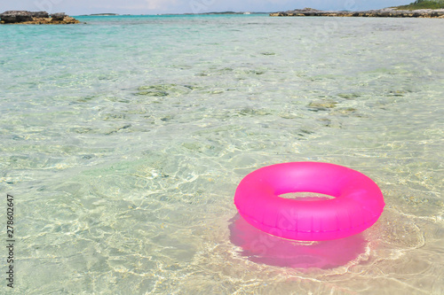 pink float on beach