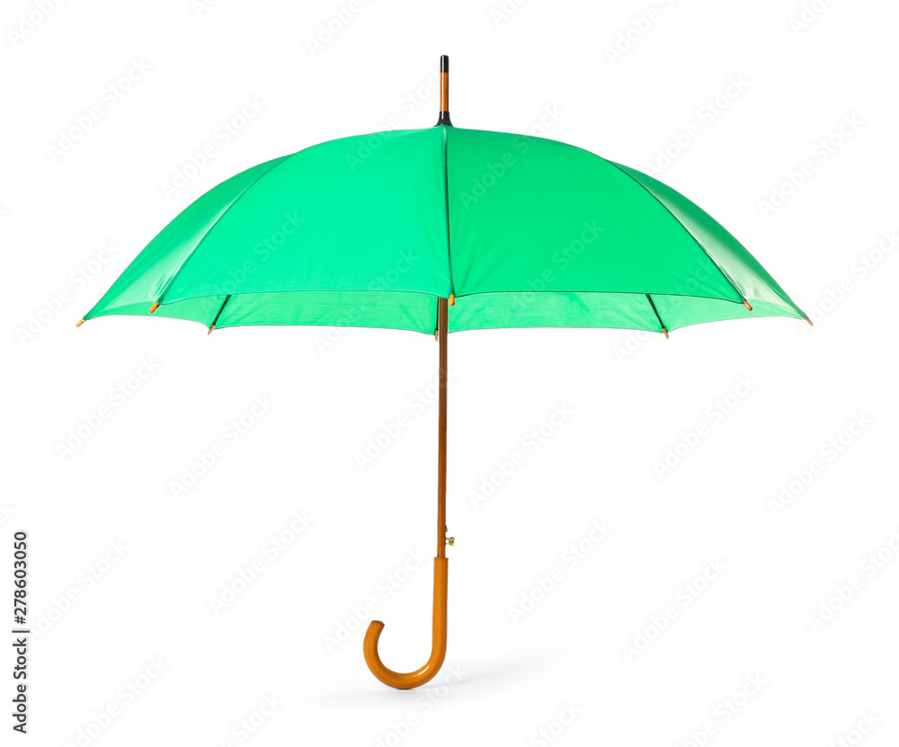 Modern opened green umbrella isolated on white Modern opened green umbrella isolated on white