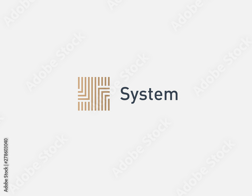 Creative Abstract linear golden technology logo for company