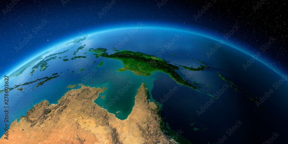 Highly detailed Earth. Australia and Papua New Guinea