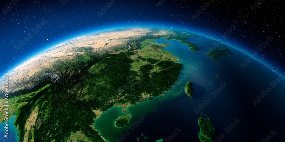 Highly detailed Earth. Eastern China and Taiwan Highly detailed Earth. Eastern China and Taiwan