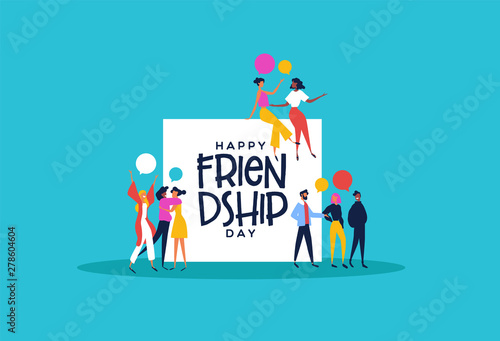 Friendship Day card friends talk and chat bubbles