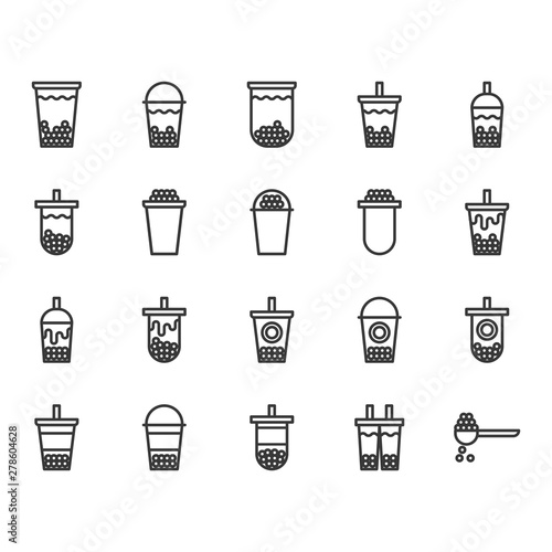 Bubble milk tea icon set.Vector illustration