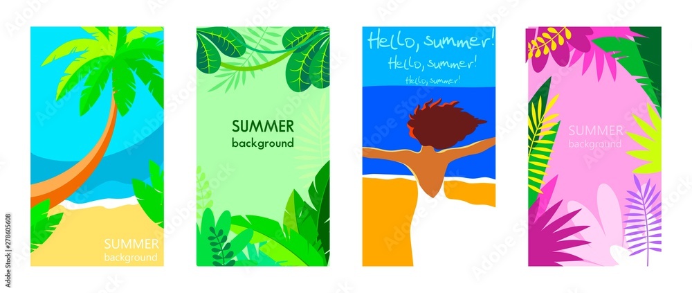 card from the sea. summer rest. color illustrations
