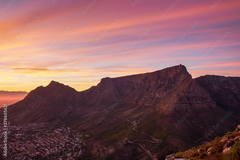 Sunrise from Lions head looking toward Table Mountain