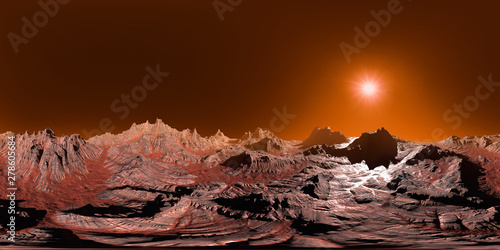 surface of planet Mars  8K HDRI map  spherical environment panorama background  light source rendering  3d equirectangular illustration 