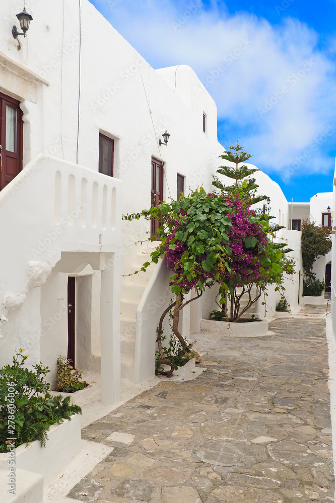 famous Panagia Tourliani Monastery, in the village of Ano Mera, in the center of Mykonos, beautiful Cycladic island in the heart of the Aegean Sea