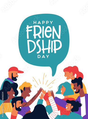 Friendship day poster of friends doing high five