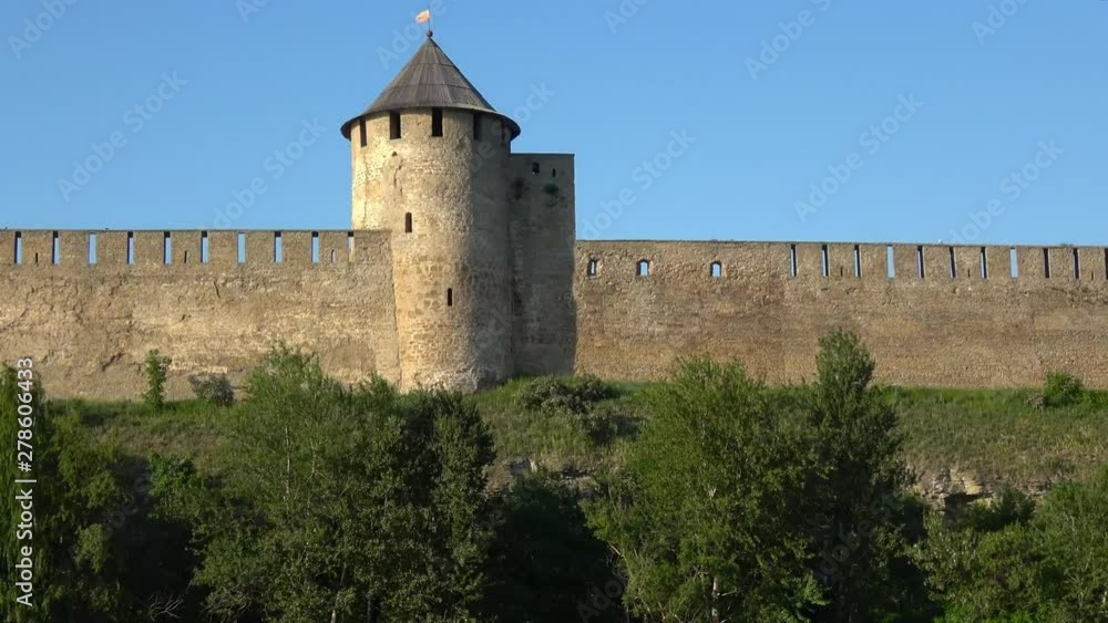 View of beautiful landscape with Ivangorod fortress across the Narva river. View of beautiful landscape with Ivangorod fortress across the Narva river.