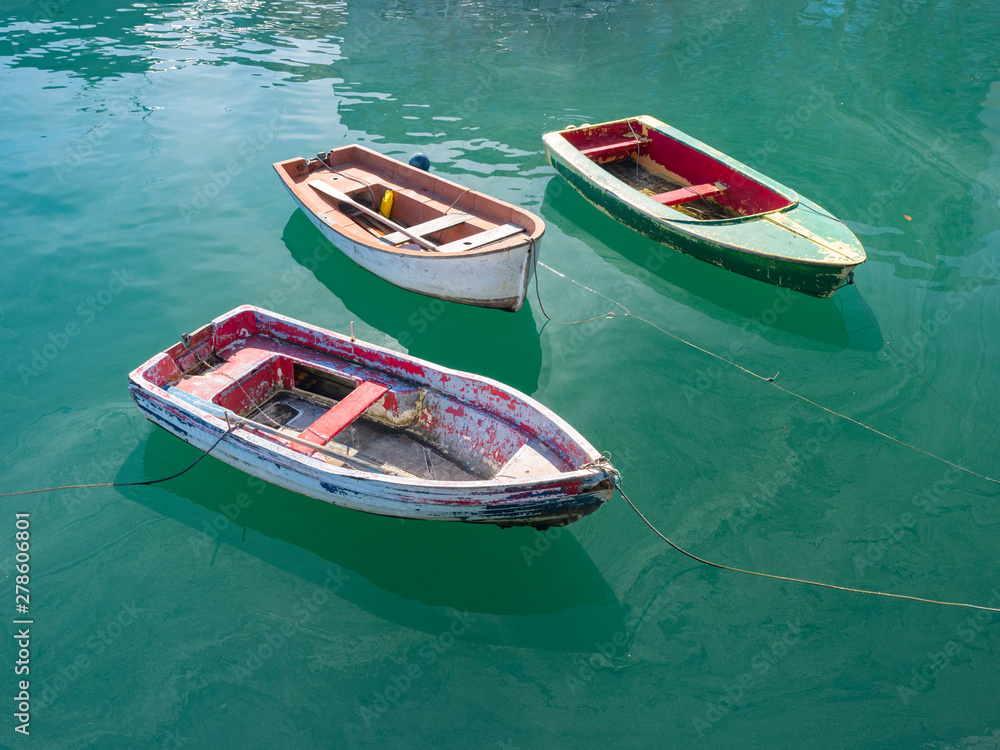 Small fishing boats in a village of the Basque Country in Spain.