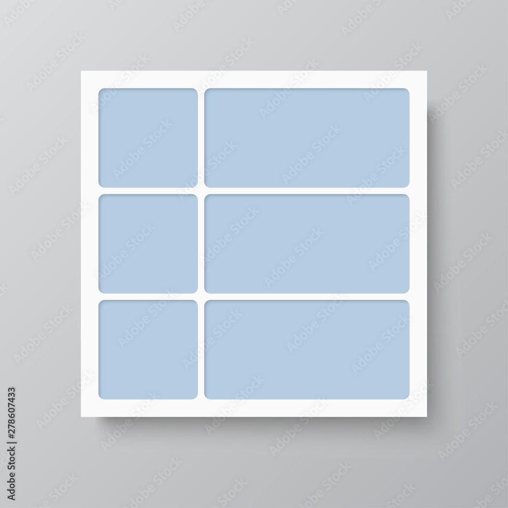 Vector empty collage board six frames, photo Vector empty collage board six frames, photo