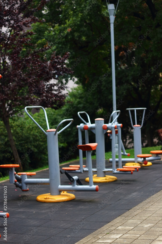 Gym sport simulators at the park, outdoor Gym sport simulators at the park, outdoor