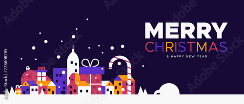 Christmas and New Year banner of winter city