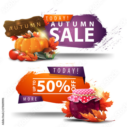 Autumn sale, two modern discount banners