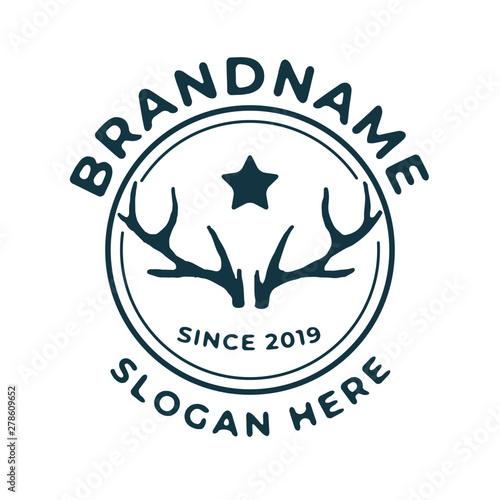 deer vintage logo design template