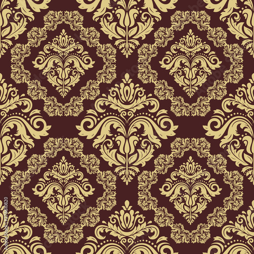 Classic seamless vector pattern. Damask orient ornament. Classic vintage background. Golden ornament for fabric, wallpaper and packaging