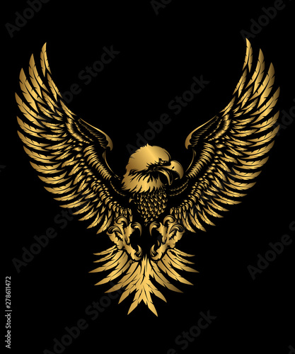Eagle emblem isolated on white vector illustration. World symbol of freedom. Retro color logo of falcon. Eagle detailed logo.