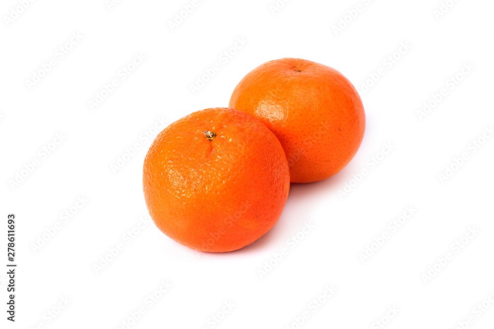 Two juicy orange tangerine, citrus, on a white background. Two juicy orange tangerine, citrus, on a white background.