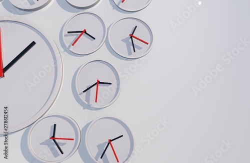 White classic analogue clock on a white background, 3D render