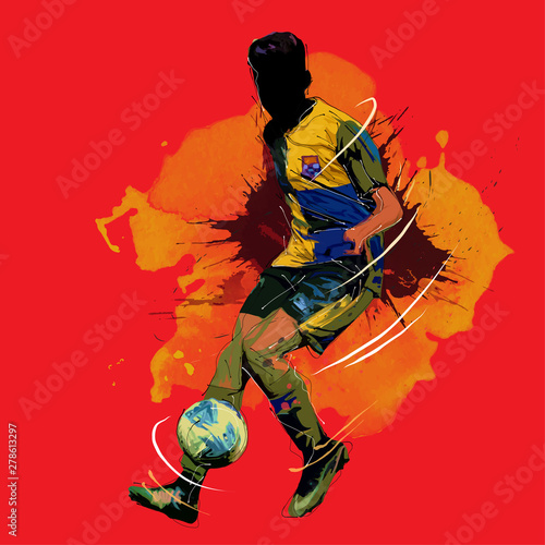 football soccer splash painting silhouette