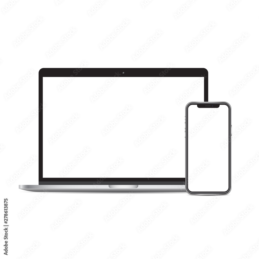 Laptop and smartphone mockup this isolated on background. Laptop and smartphone mockup this isolated on background.