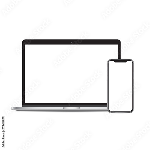 Laptop and smartphone  mockup this isolated on background. 