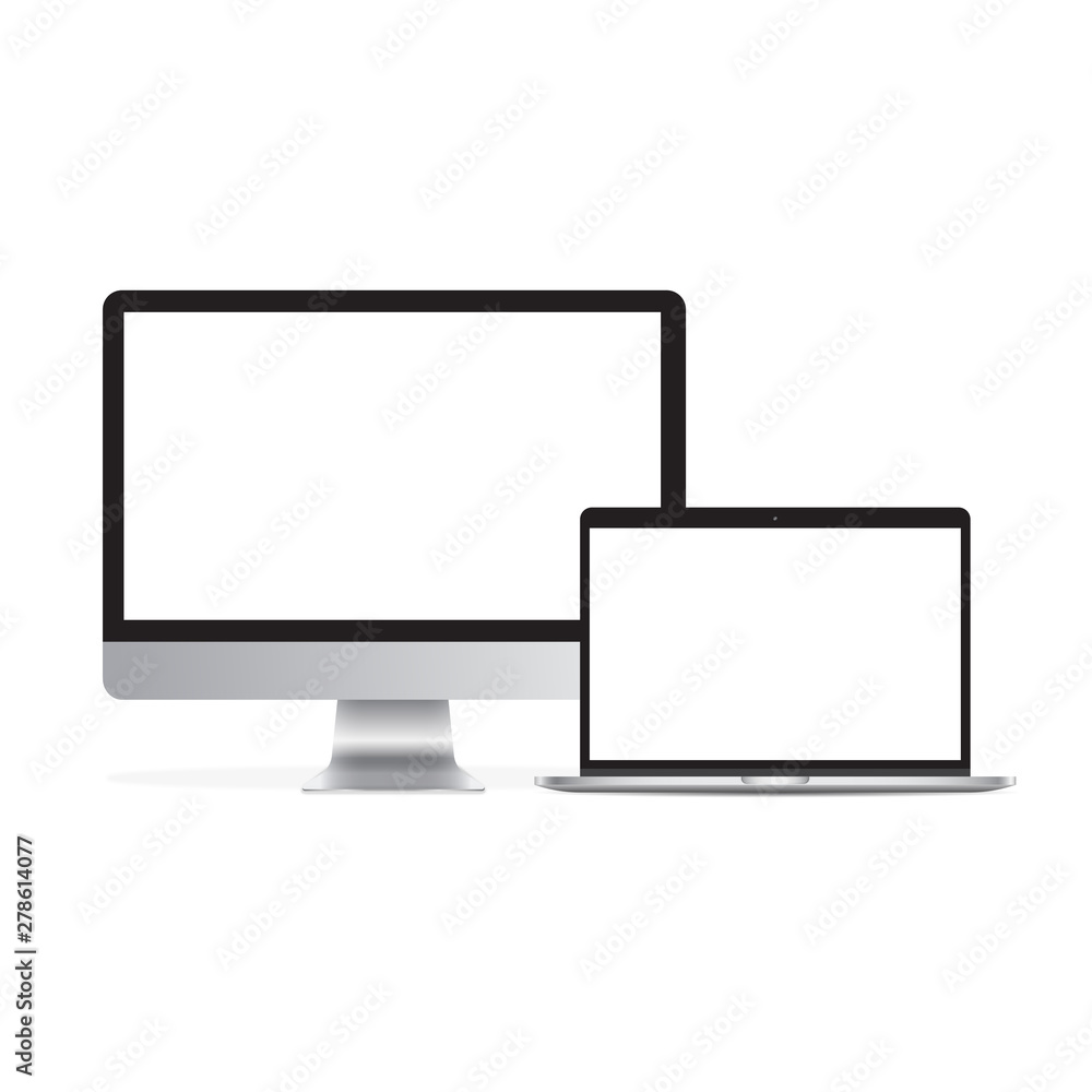 Laptop and computer pc mockup this isolated on background. Laptop and computer pc mockup this isolated on background.