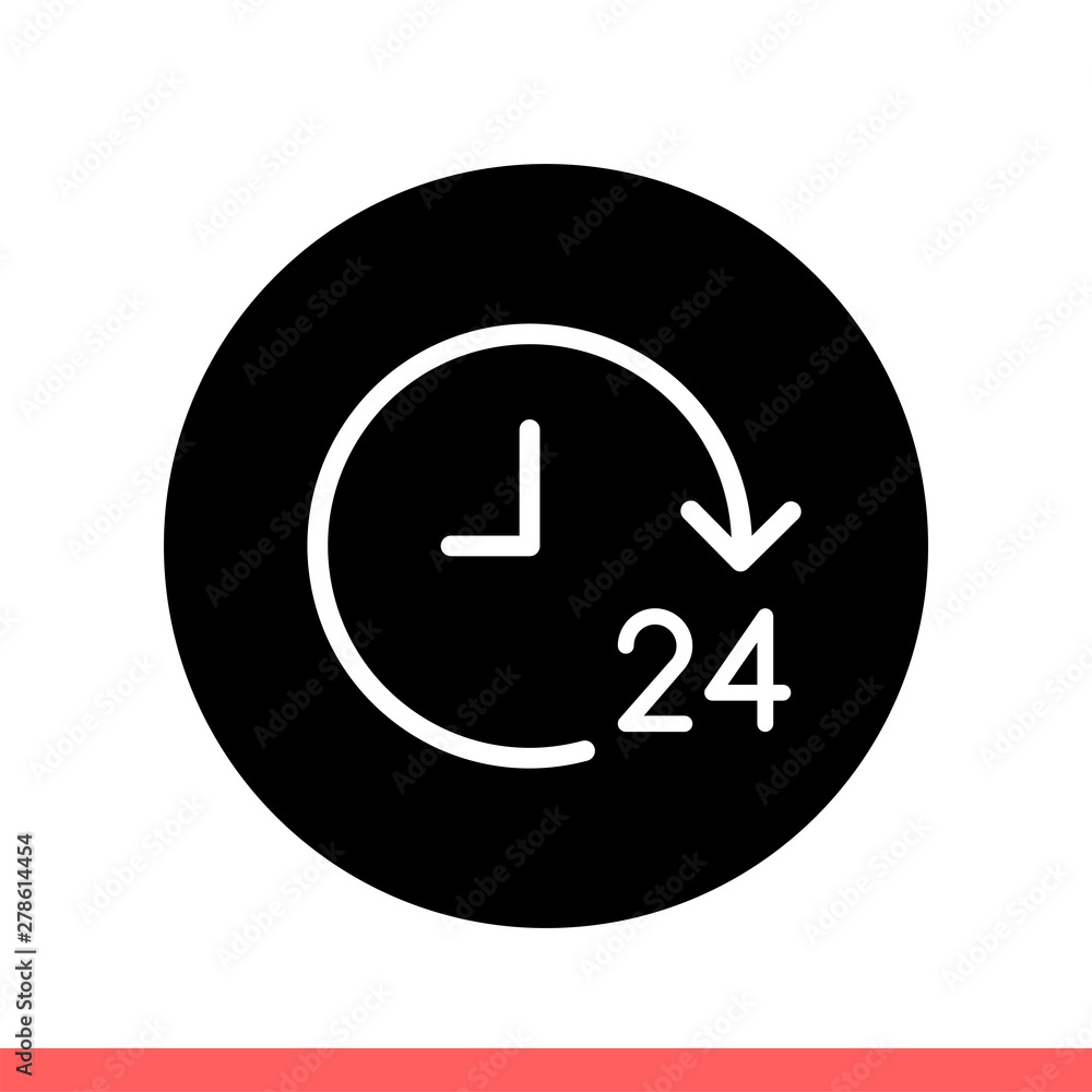 24 hours vector icon, full day symbol. Simple, flat design isolated on white background for web or mobile app 24 hours vector icon, full day symbol. Simple, flat design isolated on white background for web or mobile app