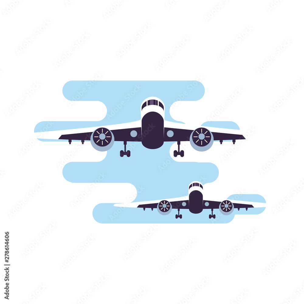 airplane flying vehicle isolated icon airplane flying vehicle isolated icon
