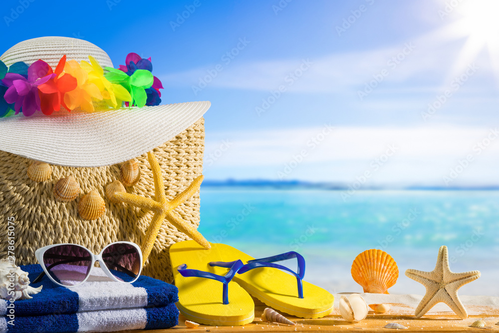 Summer holiday concept, sea background - obrazy, fototapety, plakaty 