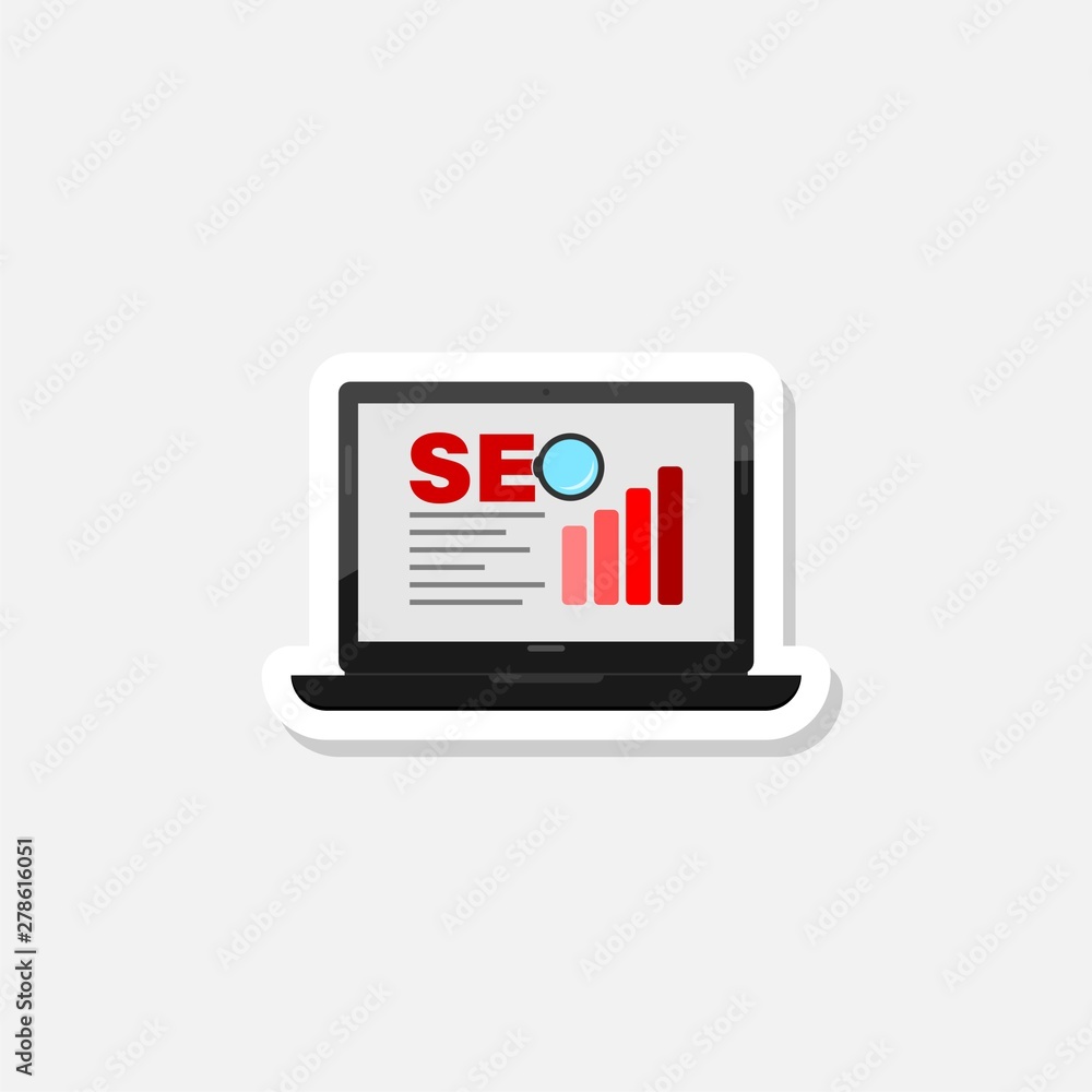SEO laptop screen sticker on white SEO laptop screen sticker on white