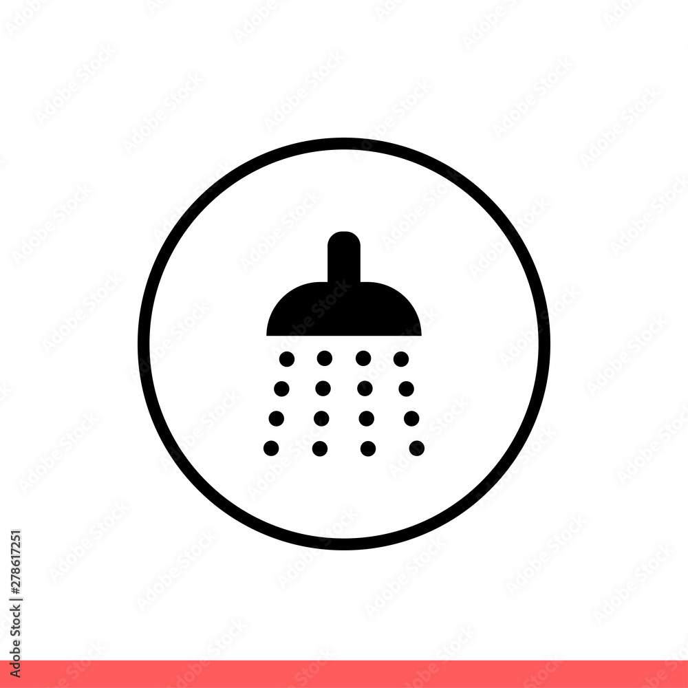 Shower vector icon, bath symbol. Simple, flat design isolated on white background for web or mobile app