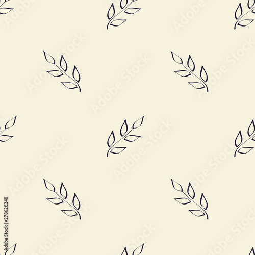 Monochrome. Seamless pattern. Simple hand drawn floral motif . Twigs with leaves painted with a brush. Suitable for fabrics  Wallpapers  album covers  phone cases. Vector illustration