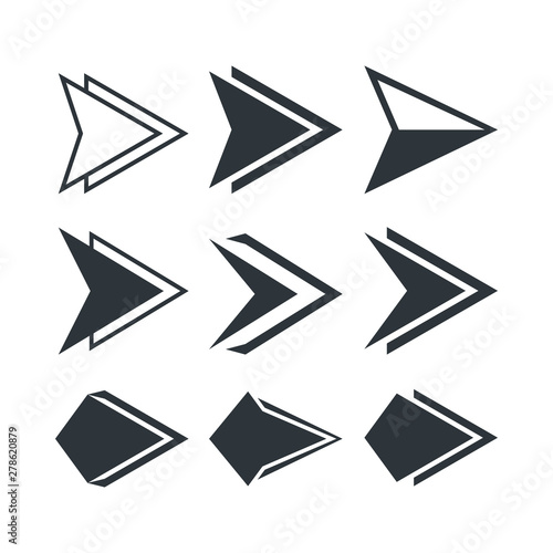 Arrow icons or vector pointers logo set for web navigation design elements