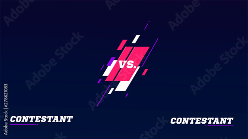 Versus screen. Vs battle headline, conflict duel teams. Video game screen. Confrontation fight competition. Boxing martial arts mma football basketball soccer fighter match vector background template