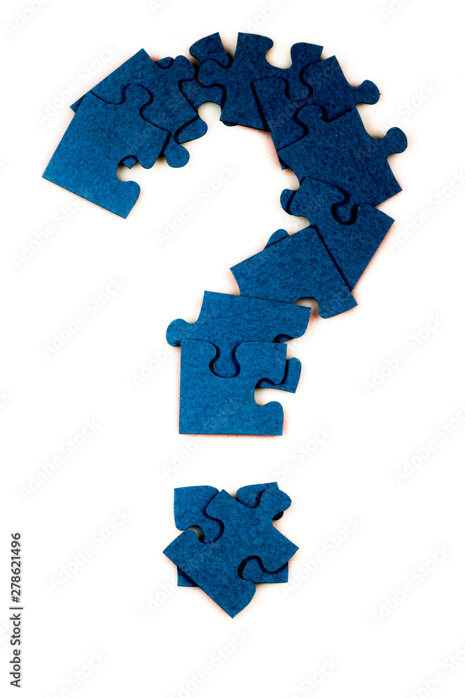 Puzzle in the shape of a question mark on a white isolated background Puzzle in the shape of a question mark on a white isolated background