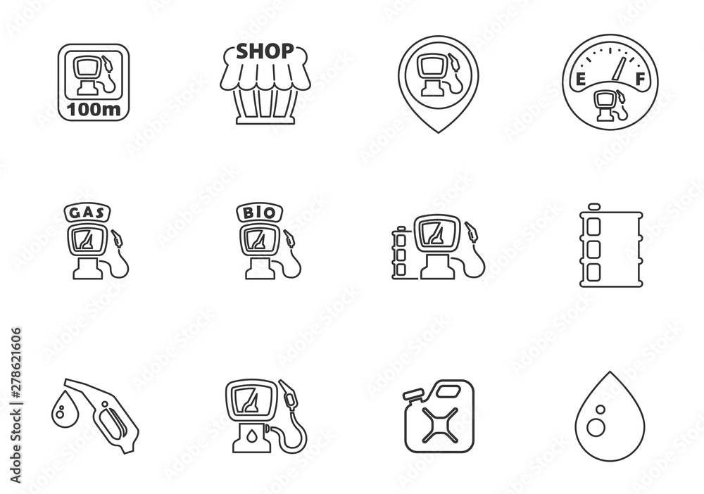 Petrol station icons set Petrol station icons set
