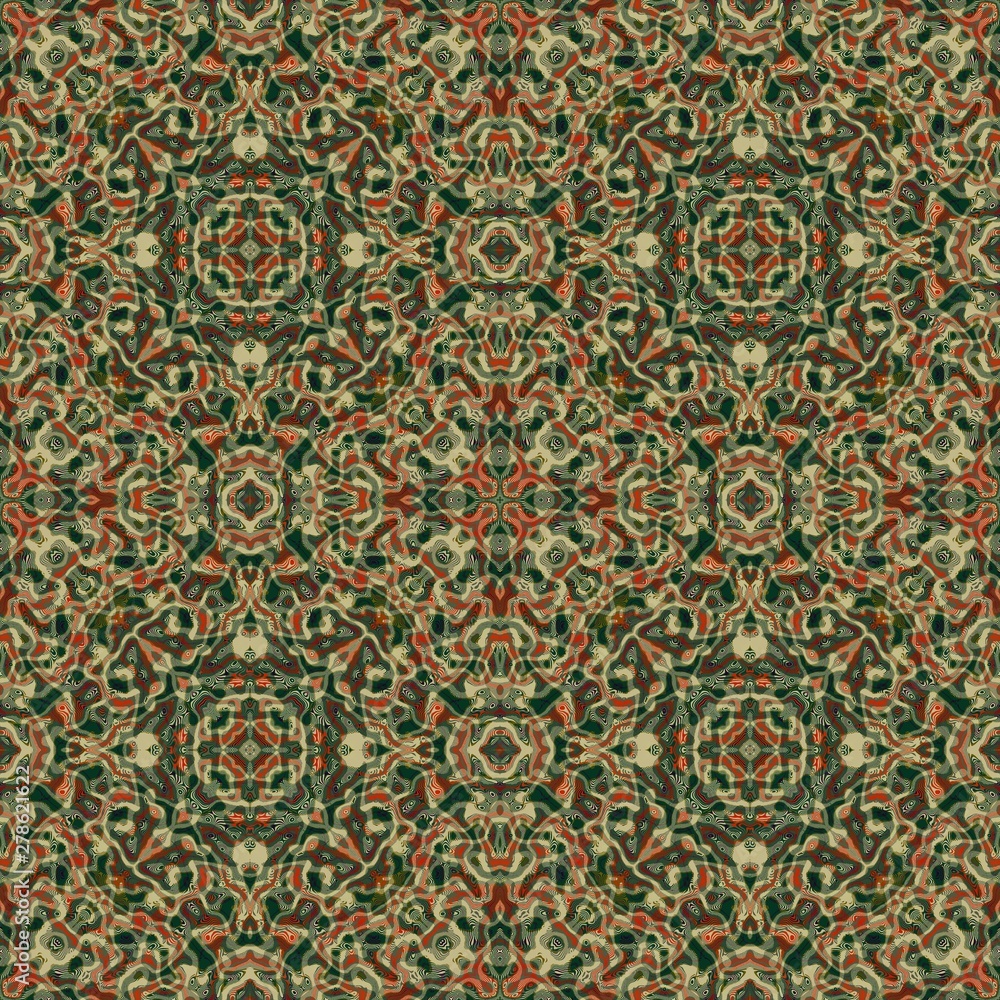 Kaleidoscopic abstract boho geometric seamless design background