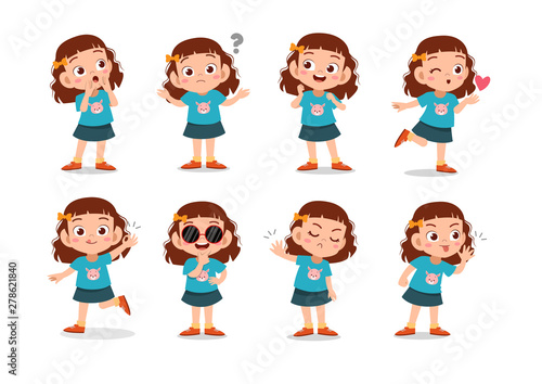 kid child expression vector illustration set bundle