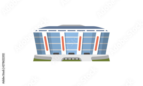 Sport stadium front view vector in cartoon style. City arena exterior illustration.