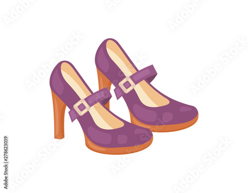 Woman shoes vector icon isolated on white background. Fashion footwear design.