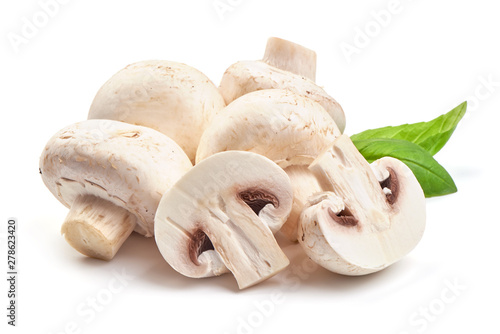 Champignons, close-up, isolated on white background