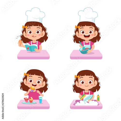Vector Illustration Of Chef Kids Cooking