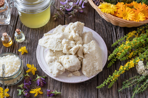 Shea butter, essential oils and medicinal herbs