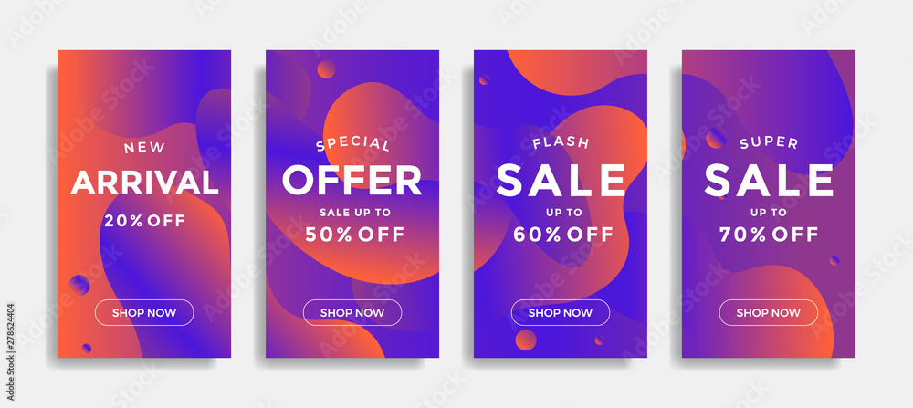 Fototapeta premium Set of sale banners with fluid gradient shapes