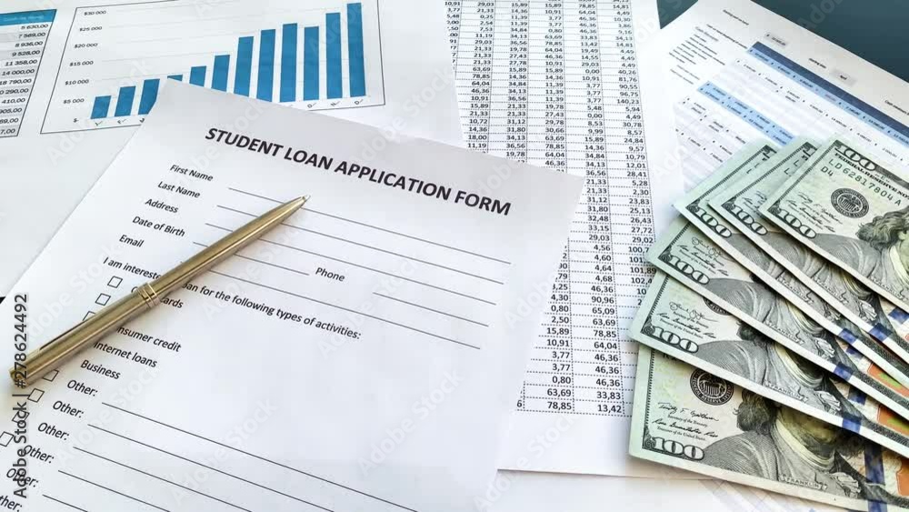 Student loan application form document on table Student loan application form document on table
