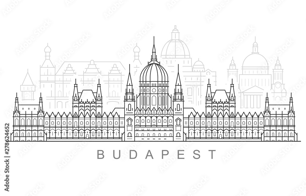 Budapest city skyline - hungarian parliament building, cityscape and landmarks of Budapest