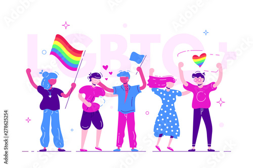 Group of people taking part in pride parade